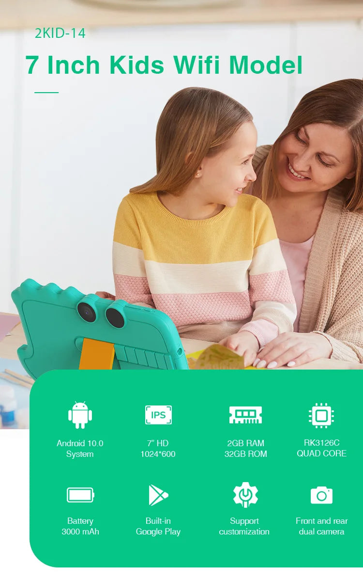 QPS Best Gift 7 inch Kids Tablet Children Pre-Installed Educational APP Android Tablet Pc for Boys Girls