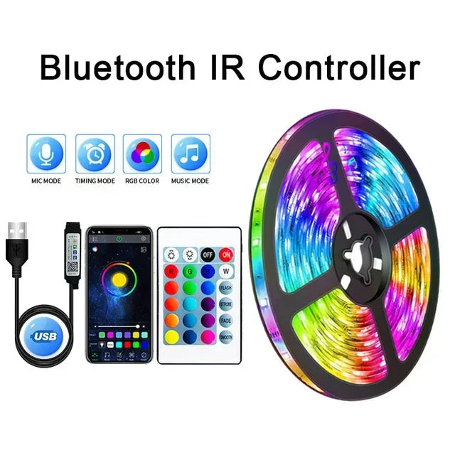 USB LED Strip Lights APP Control Color Changing 5050 RGB Led Light Flexible