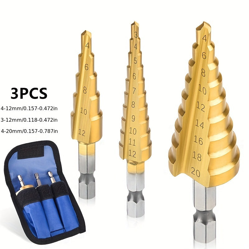 This Titanium-Coated HSS Step Drill Bit Set - Perfect For Wood & Metal!