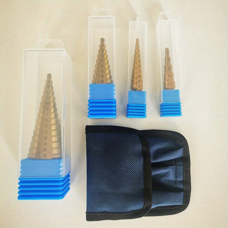 This Titanium-Coated HSS Step Drill Bit Set - Perfect For Wood & Metal!