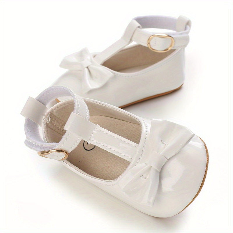 Baby Girls' Prewalker Mary Jane Flats - Soft Leather, Bow Decor, Comfortable Walking