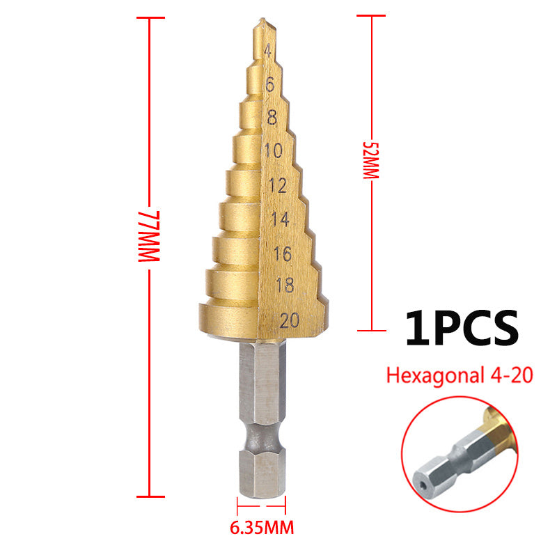 This Titanium-Coated HSS Step Drill Bit Set - Perfect For Wood & Metal!
