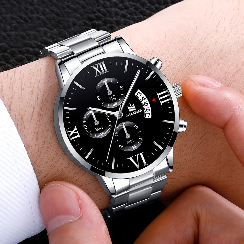 A Set Consisting Of A Men's Business Quartz Watch With Faux Three Subdials