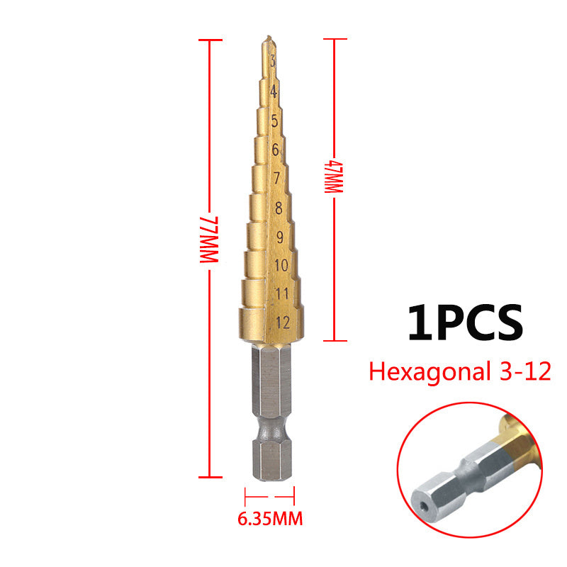 This Titanium-Coated HSS Step Drill Bit Set - Perfect For Wood & Metal!