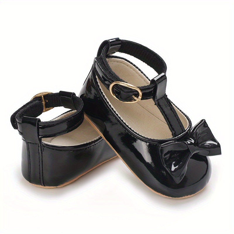 Baby Girls' Prewalker Mary Jane Flats - Soft Leather, Bow Decor, Comfortable Walking
