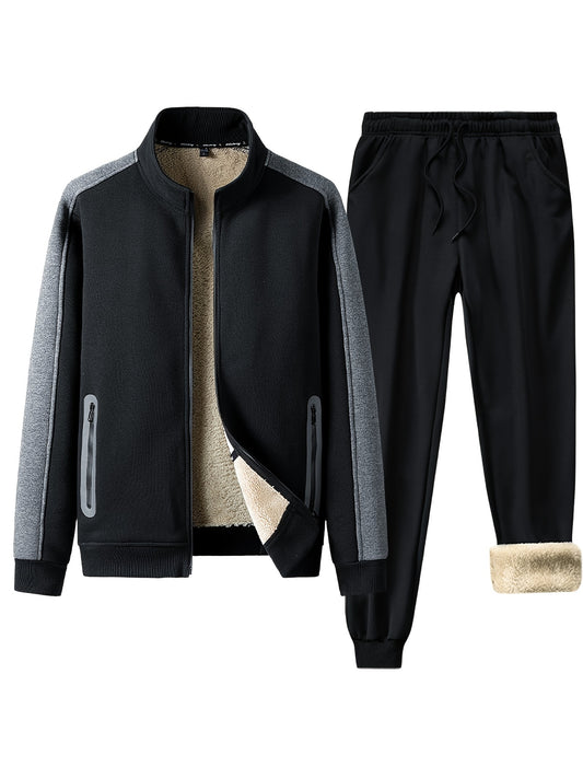 2 pieces Men's Thermal Athletic Tracksuit Set - Warm and Comfortable Long