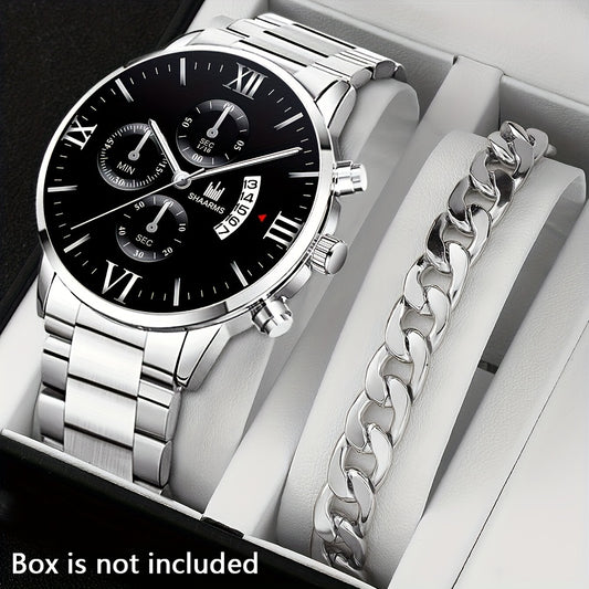 A Set Consisting Of A Men's Business Quartz Watch With Faux Three Subdials