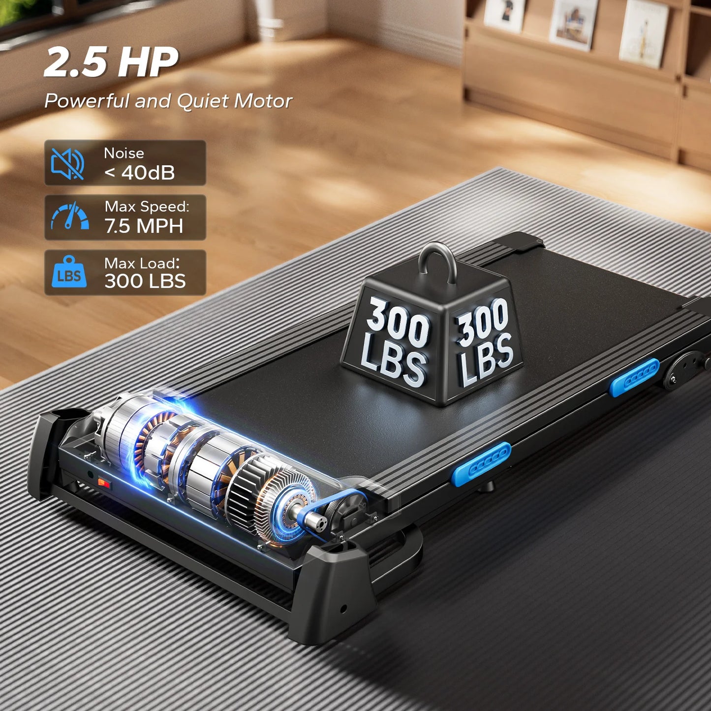 MERACH Foldable Treadmill with Incline Quiet Treadmills Double Deck Technology