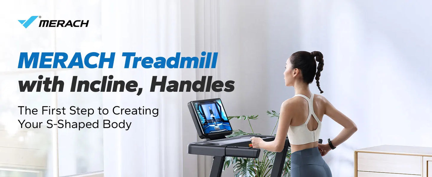 MERACH Foldable Treadmill with Incline Quiet Treadmills Double Deck Technology