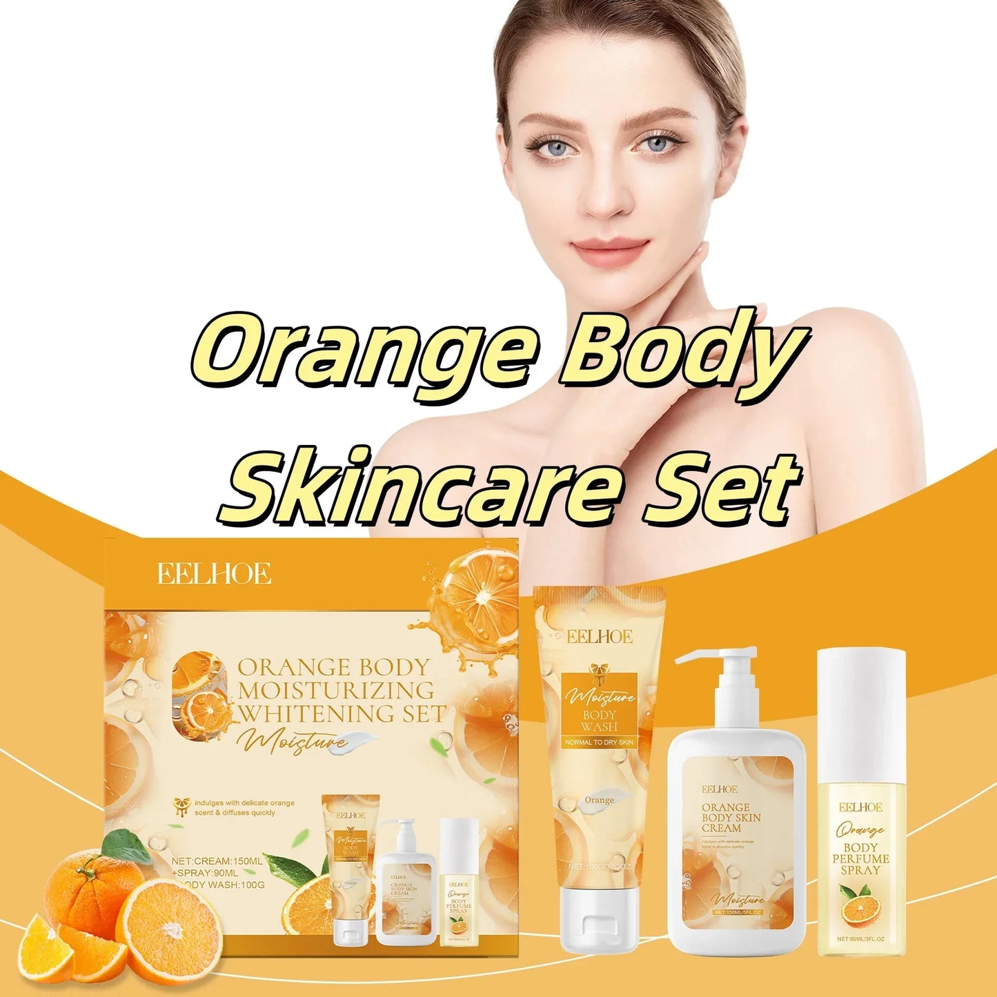 Orange Body Fragrance Gift Box Niacinamide Whitening Skincare Set Deep Nourishing