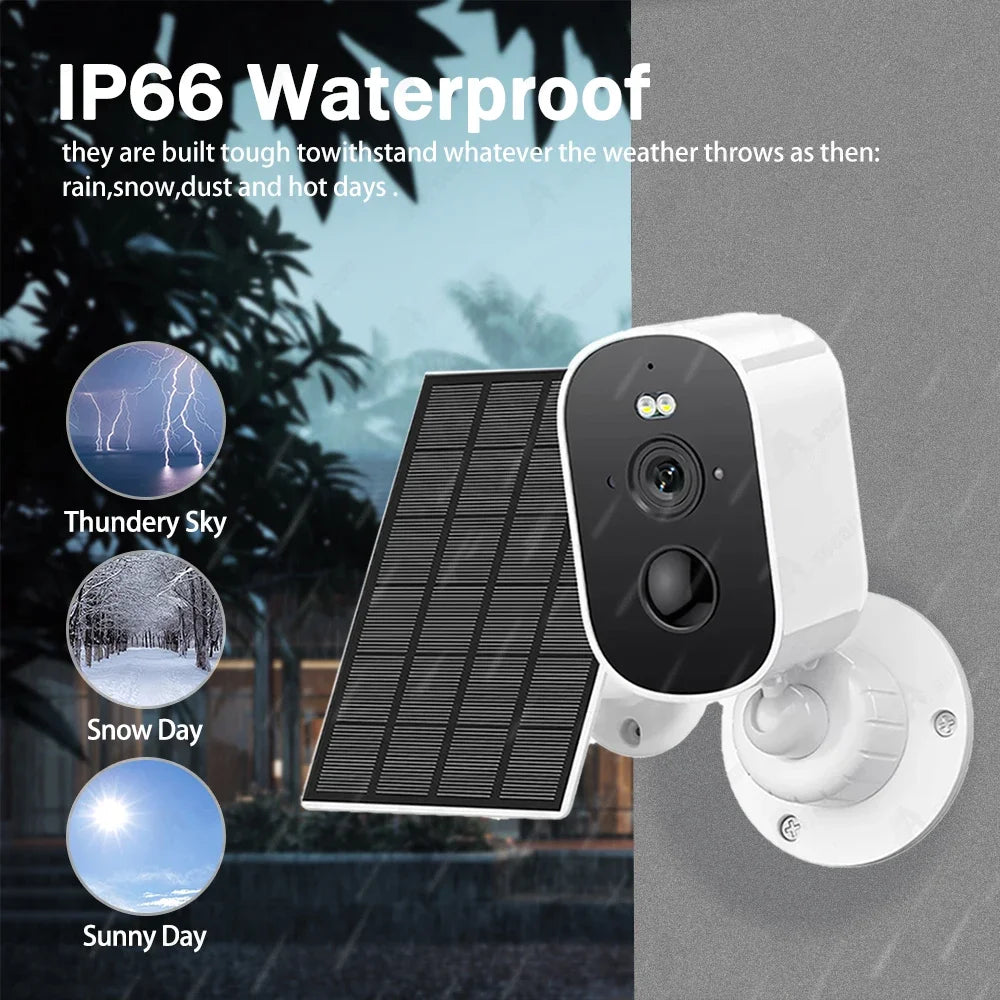 5MP Solar WiFi Camera Battery Power Wireless waterproof Outdoor Security
