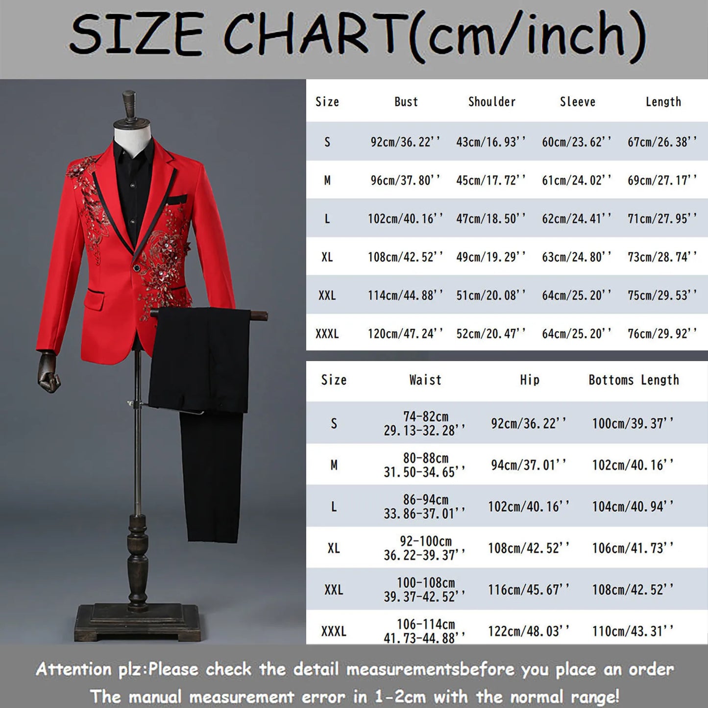 Wedding Party Host One Button Slim Gentleman Blazer Jackets+Pant Sets 2 Piece Set