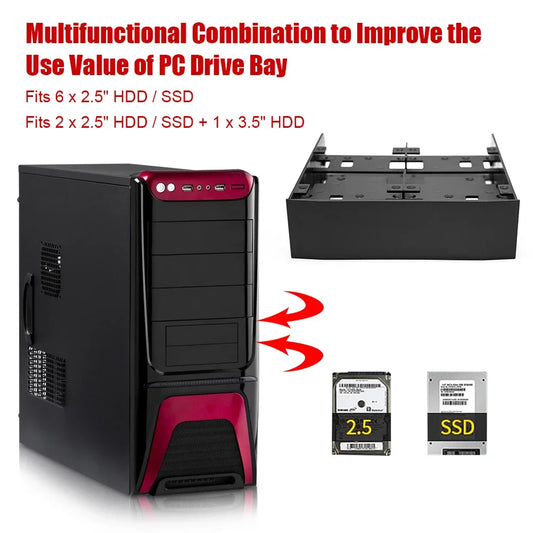 OImaster 2.5" / 3.5" HDD / SSD to 5.25" Floppy Drive Bay Computer Mounting
