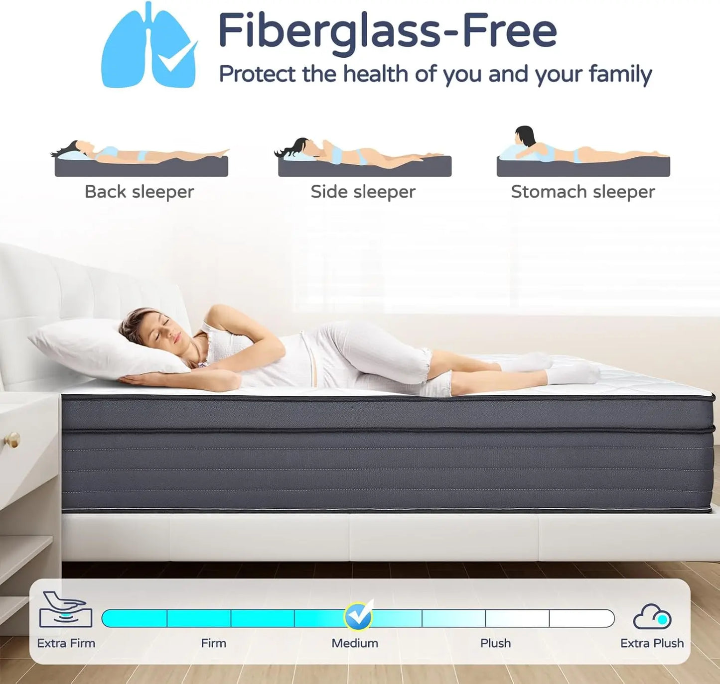 Queen Size Mattress 12 Inch - Upgrade Strengthen Memory Foam Hybrid Mattress with Motion
