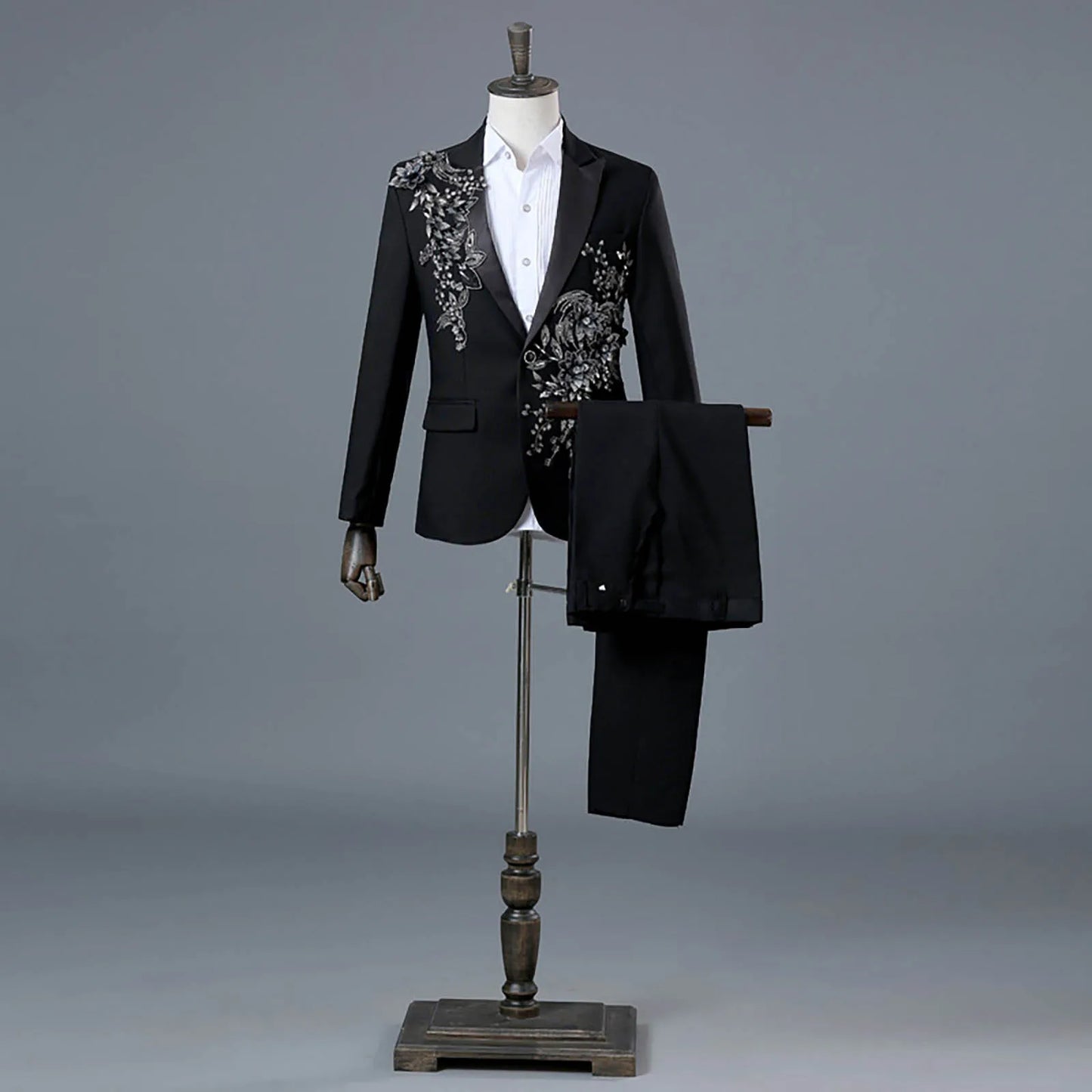 Wedding Party Host One Button Slim Gentleman Blazer Jackets+Pant Sets 2 Piece Set