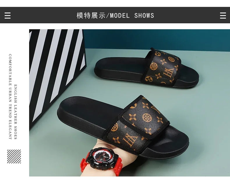 Men's Genuine Leather Sandals Comfortable Man Sandal House Slippers