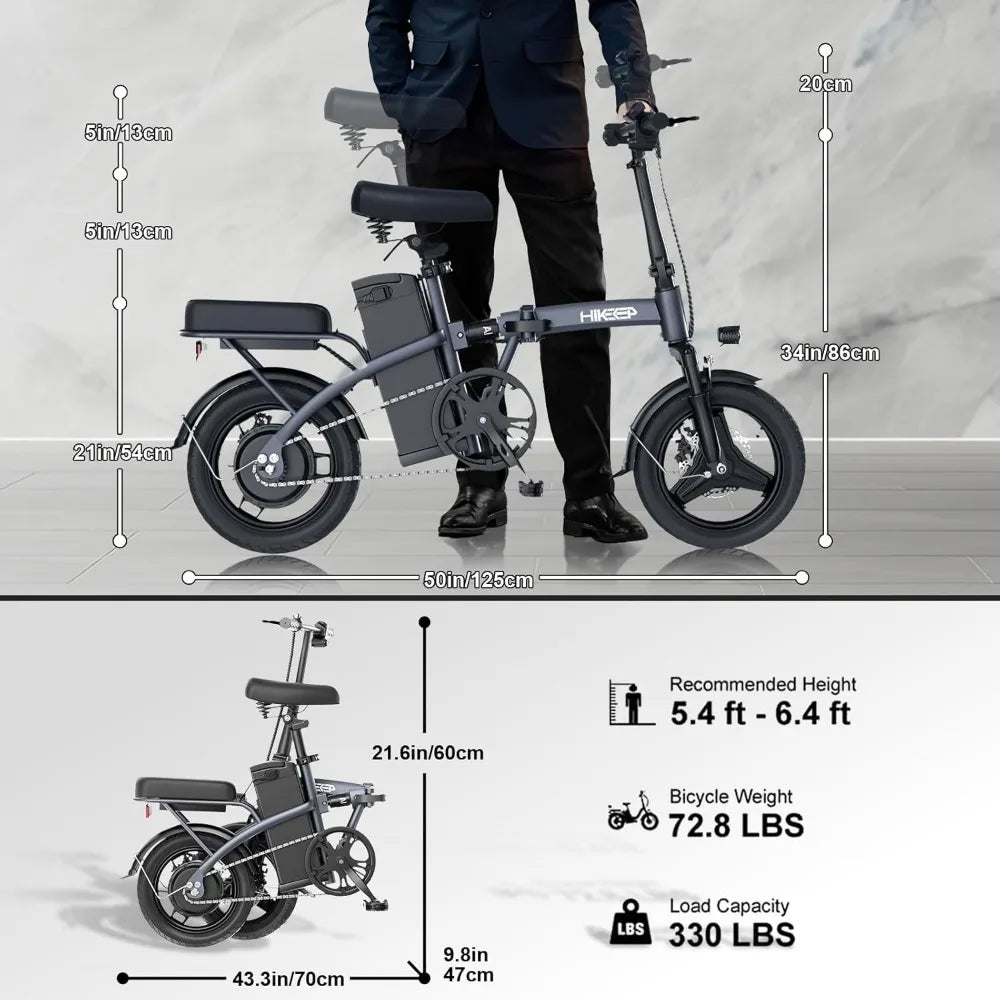 Folding Electric Bikes for Adults,14” Tire 22Mph 400W (Peak 600W)