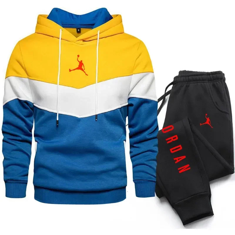Winter Men's Clothing Men Sets Printing Hoodie Set Fleece Sweatshirt