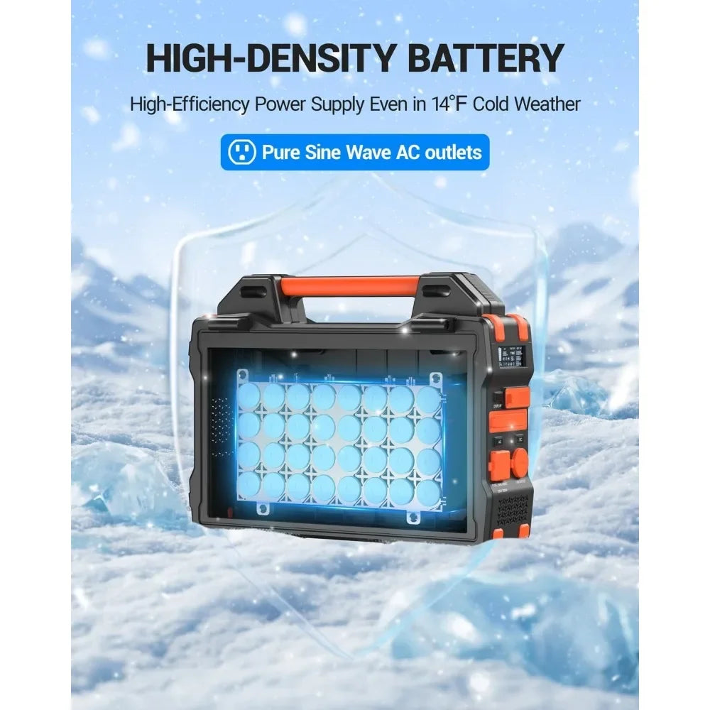 Portable Power Station with Hidden Folding Solar Panel, Self-charge & Pass-through