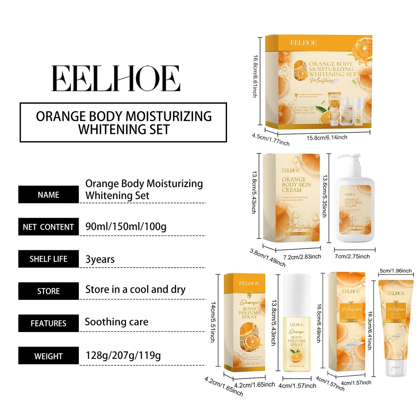 Orange Body Fragrance Gift Box Niacinamide Whitening Skincare Set Deep Nourishing
