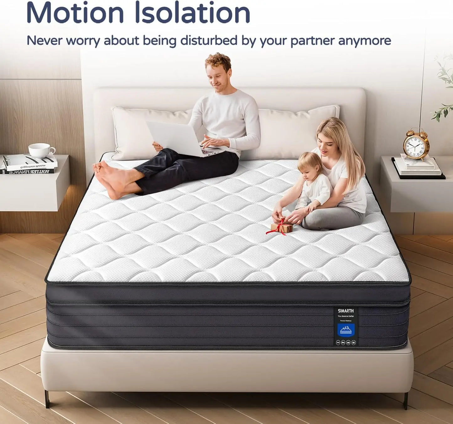 Queen Size Mattress 12 Inch - Upgrade Strengthen Memory Foam Hybrid Mattress with Motion