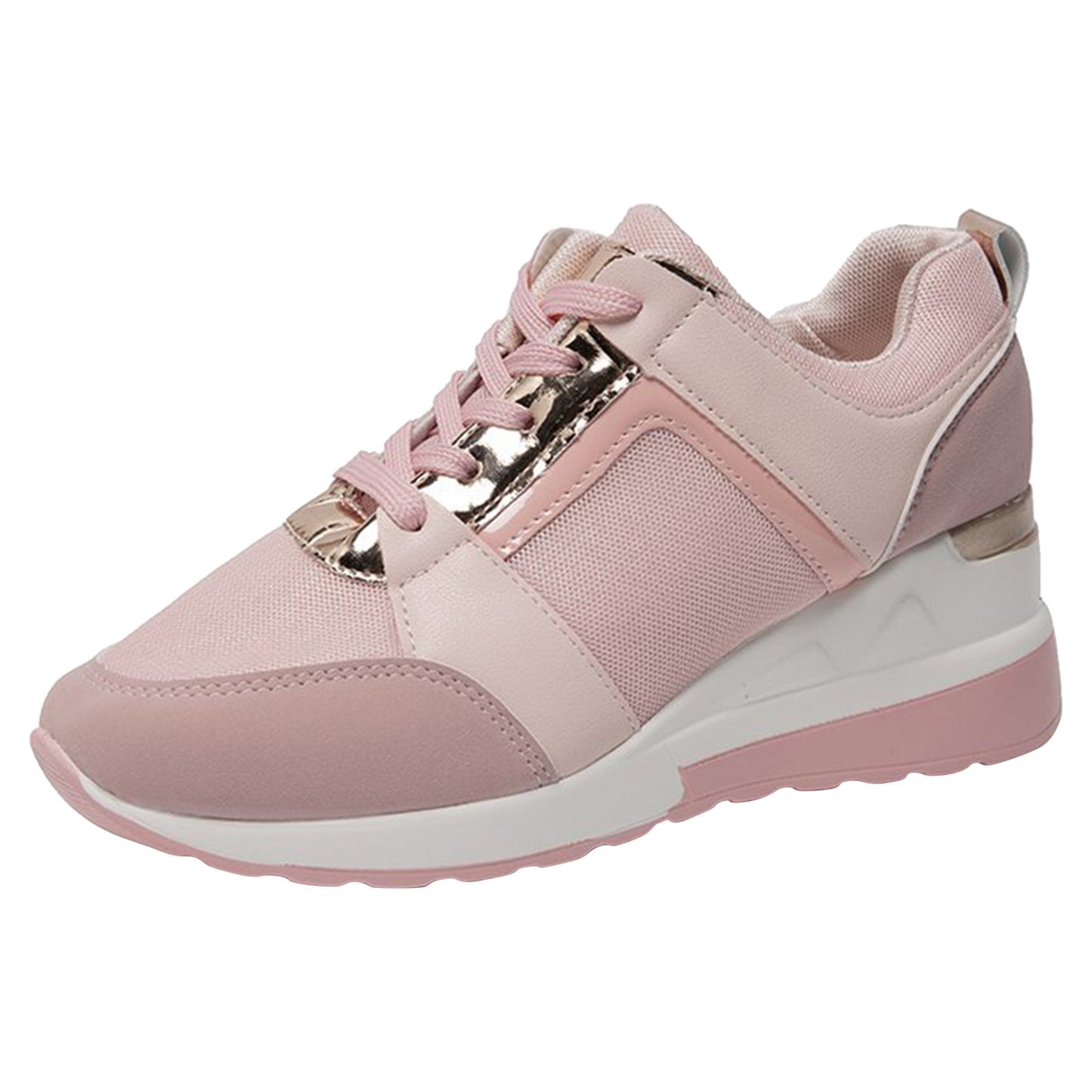 Leather Lace Up Sneakers Women'S Tennis Shoes Round Head Breathable Thick