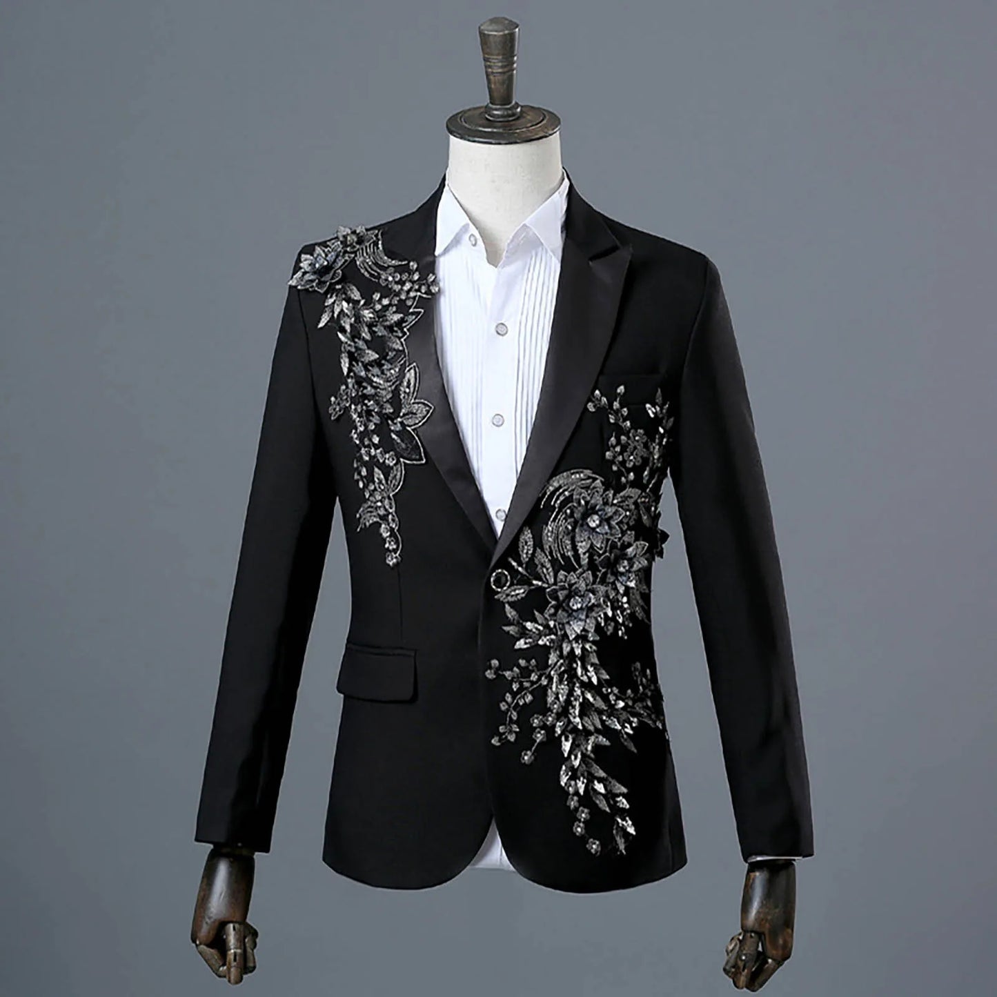 Wedding Party Host One Button Slim Gentleman Blazer Jackets+Pant Sets 2 Piece Set