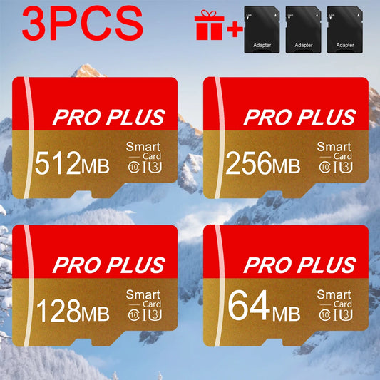 3PCS Memory Card 512MB 256MB 128MB 64MB With Adapter High Speed