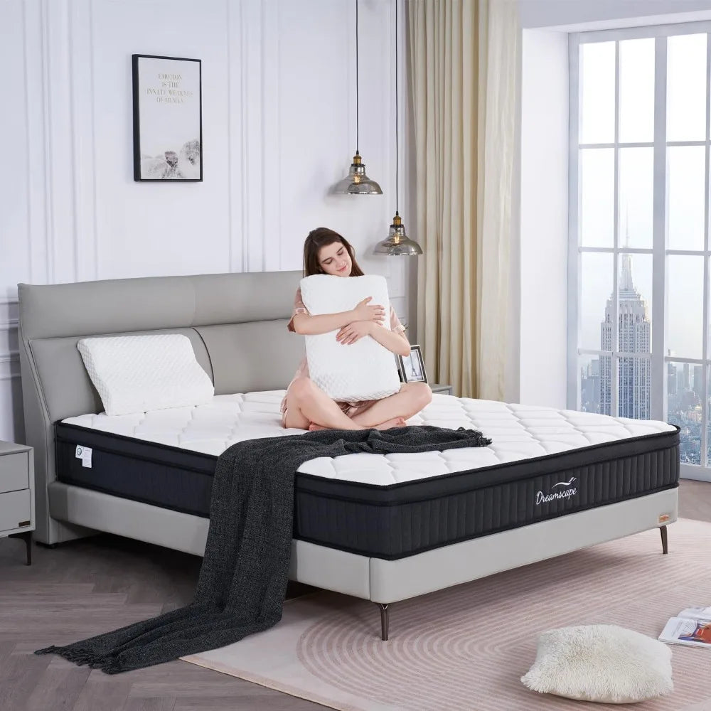 King Size Mattress 12 Inch King Mattress in a Box  Hybrid Memory Foam & Individually