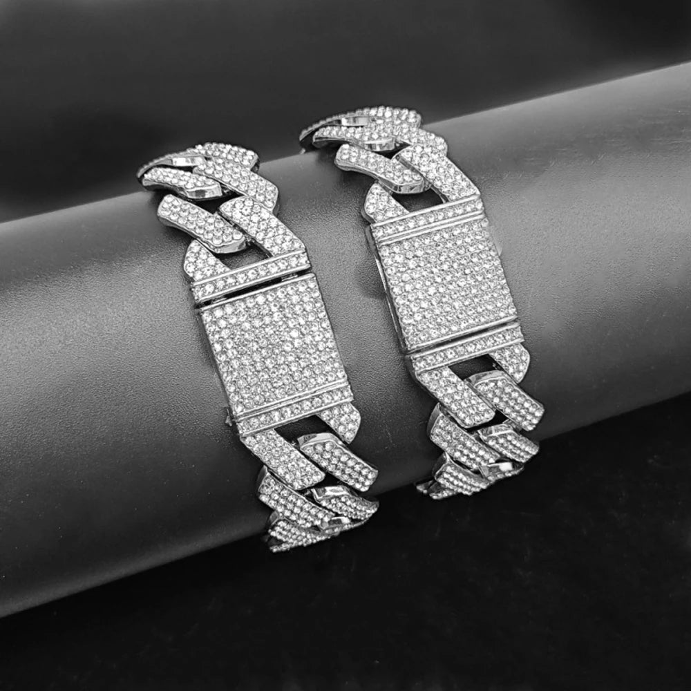 20mm Iced Out CZ Stone Men jewelry Hip Hop Micro Pave Cuban Link Chain High Quality