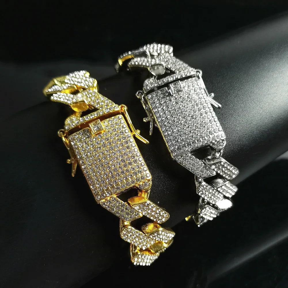 20mm Iced Out CZ Stone Men jewelry Hip Hop Micro Pave Cuban Link Chain High Quality
