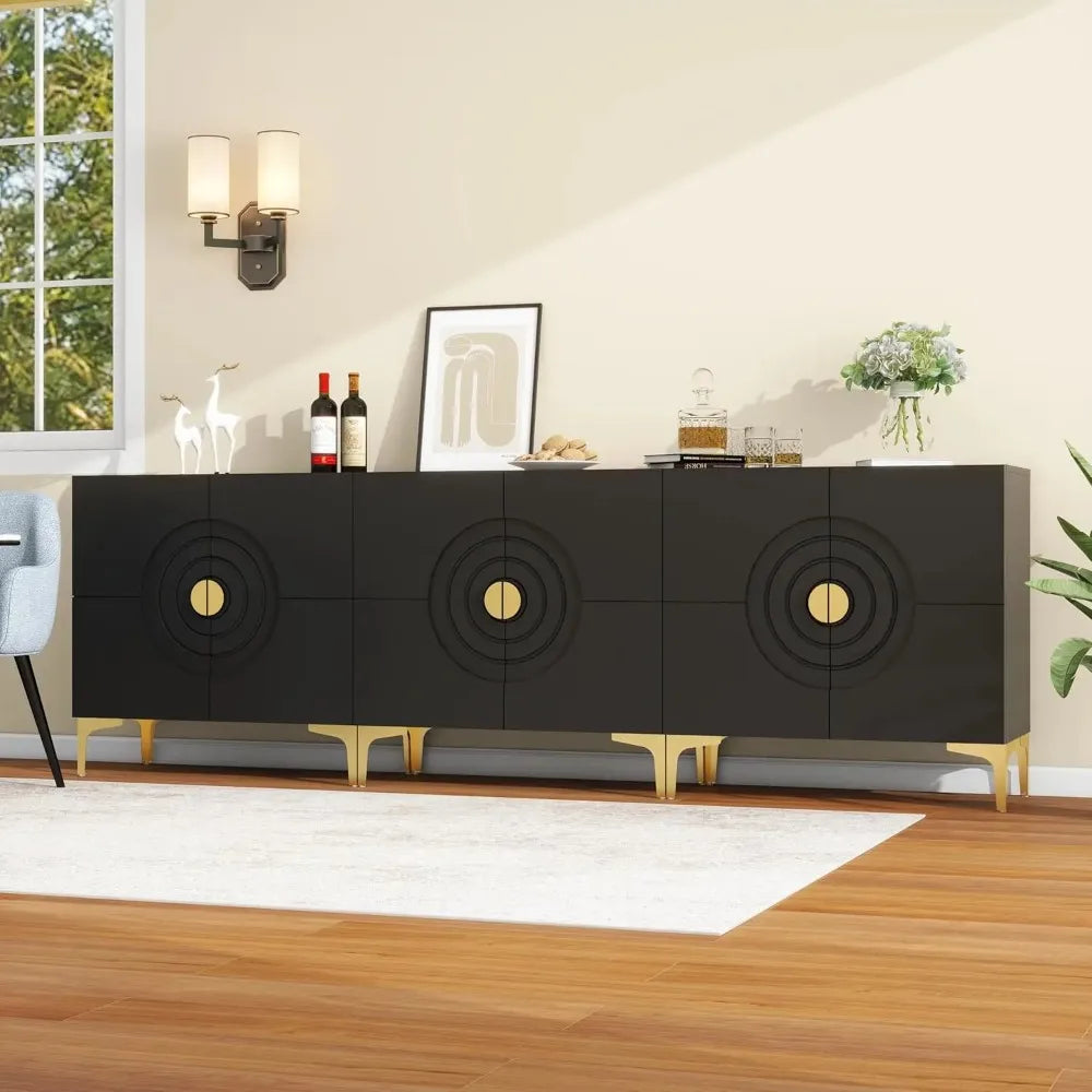 Fluted Sideboards and Small Buffets with Storage, Accent Cabinet with Doors, Modern Buffet  Living Room