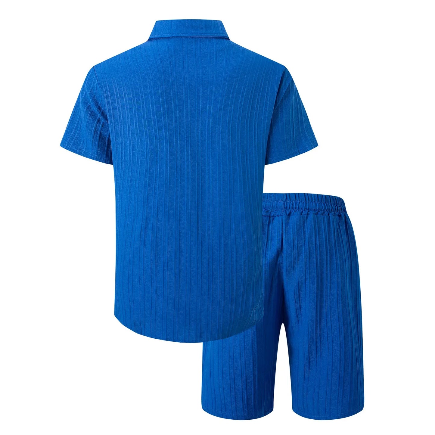 Casual Shirt Solid color Loose Short Sleeve Shorts Beach two-piece