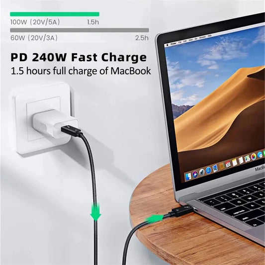 Cable PD 240W Fast Charging Type-c Charge Line For Macbook Pro iPad