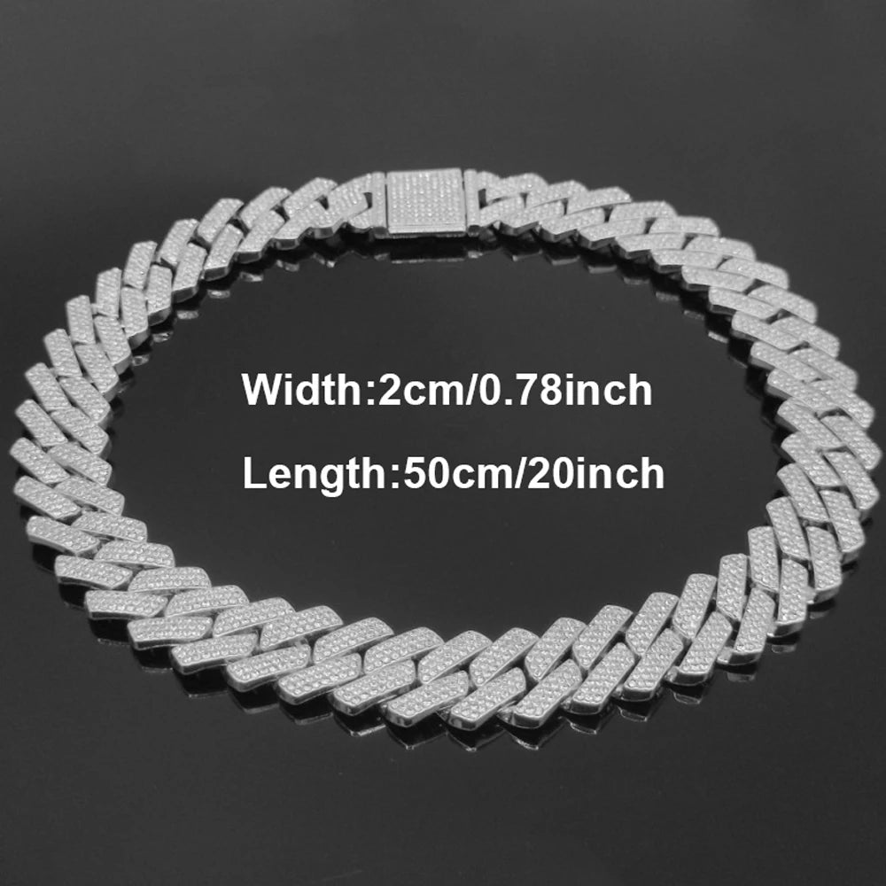 20mm Iced Out CZ Stone Men jewelry Hip Hop Micro Pave Cuban Link Chain High Quality