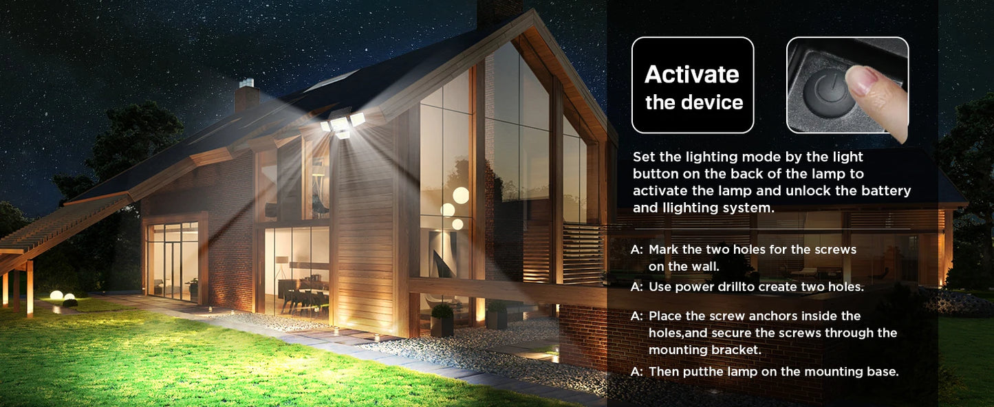 Solar Outdoor Lights - 3000LM 188 LED Motion Sensor Lights Solar