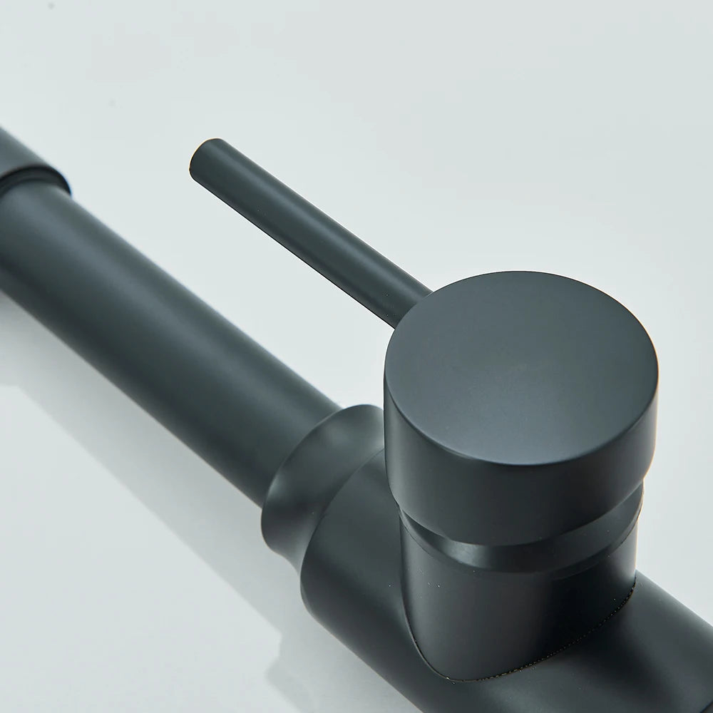 Matte Black Kitchen Sink Faucet One Handle Spring Hot and Cold Water Tap