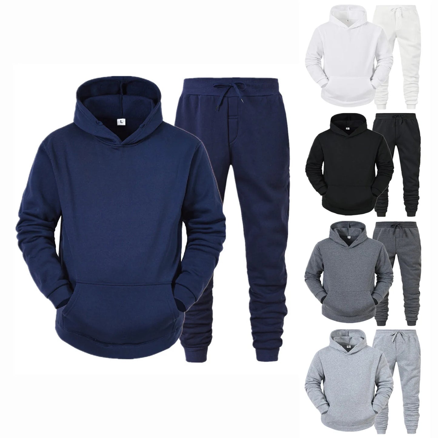 Spring Men's Tracksuit Fashion Leisure Solid Color Two Piece Sweatshirt&Sweatpants