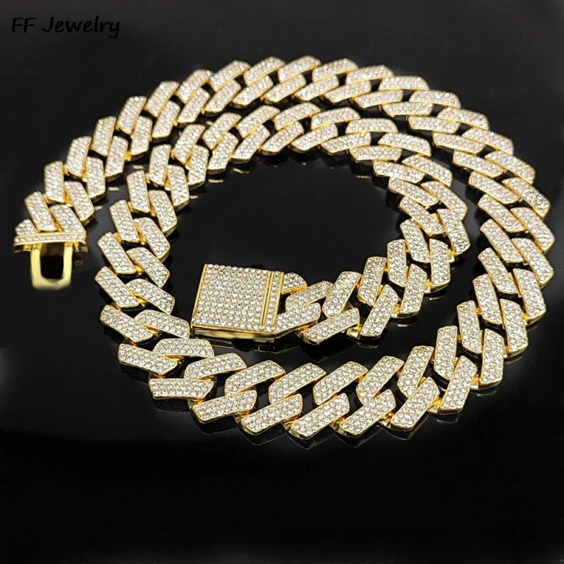 20mm Iced Out CZ Stone Men jewelry Hip Hop Micro Pave Cuban Link Chain High Quality
