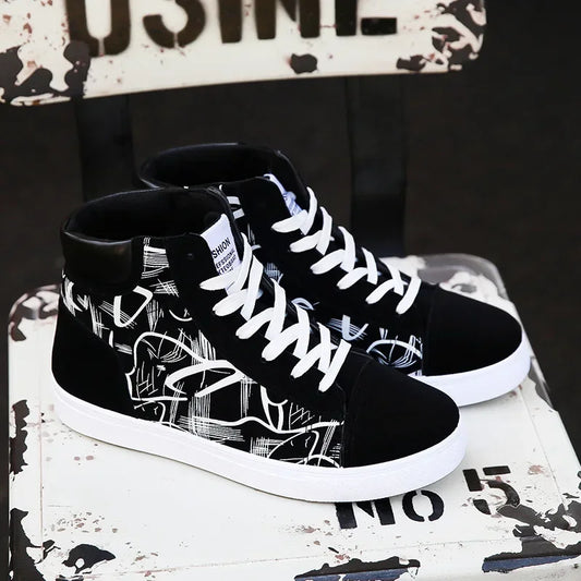 High Top Canvas Shoes for Men Fashion Platform Sneakers  Spring Winter Male