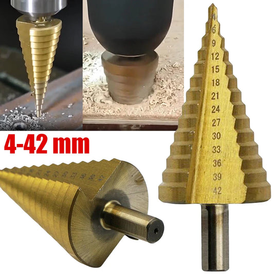 1Pcs 4-42 Mm Titanium Coated Step Drill Bit HSS Wood Metal High Speed