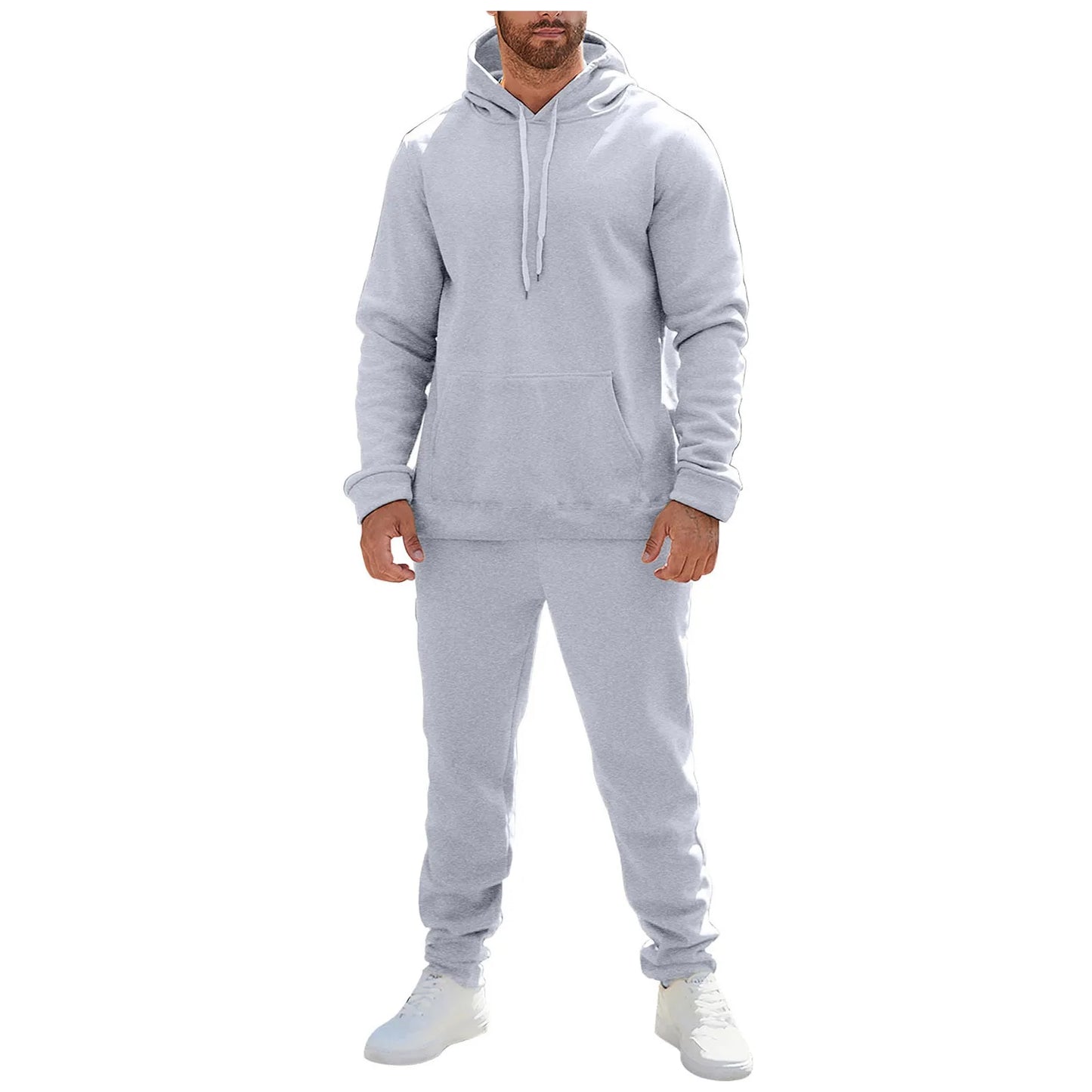Spring Men's Tracksuit Fashion Leisure Solid Color Two Piece Sweatshirt&Sweatpants