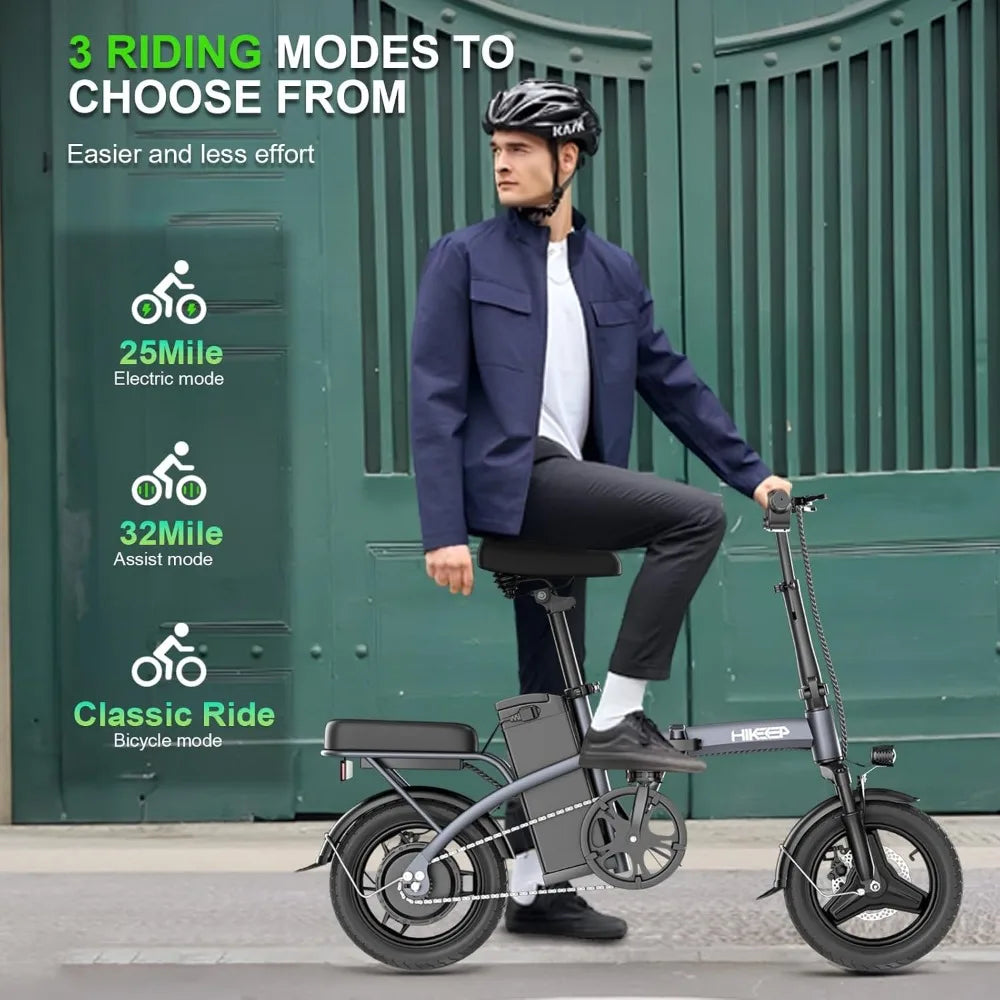 Folding Electric Bikes for Adults,14” Tire 22Mph 400W (Peak 600W)
