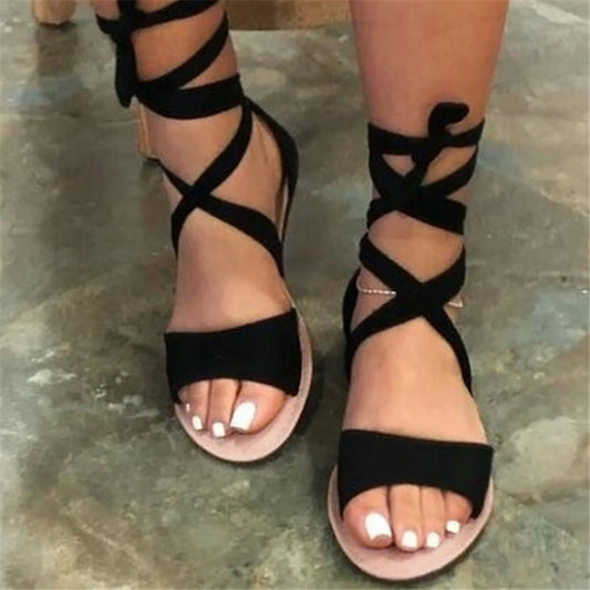 Cross Straps Flat Sandals Leisure Roman Women'S Summer Non Slip Beach