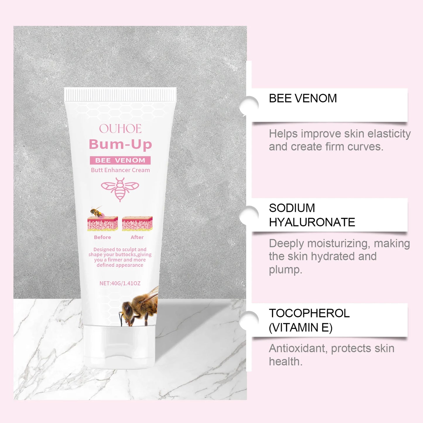 Bee Venom Butt Lift Cream Buttocks Firming and Shaping Sexy Body Massage Treatment