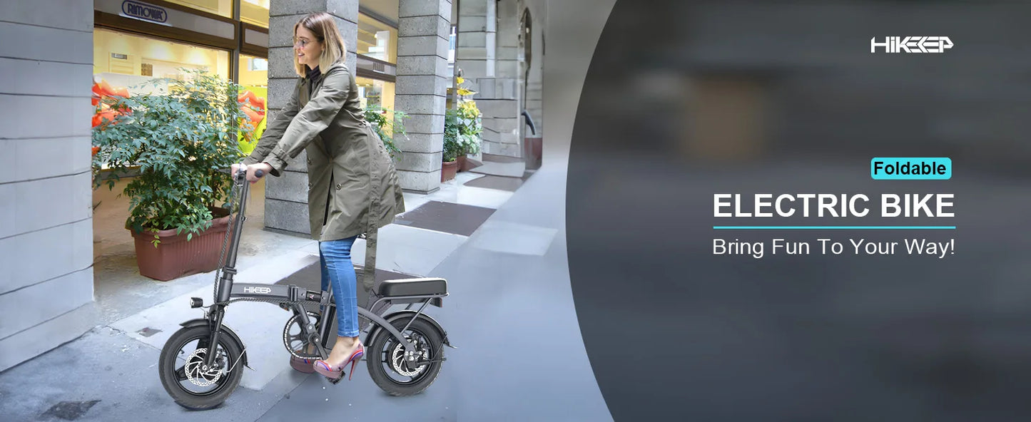 Folding Electric Bikes for Adults,14” Tire 22Mph 400W (Peak 600W)