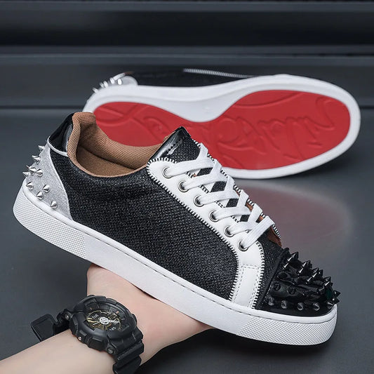 Sneakers Casual Men Designer Rivet Punk Board Shoes Fashion Leather Canvas Breathable