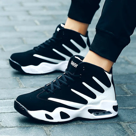Brand High Top Man Basketball Shoes Man Retro Breathable Leather