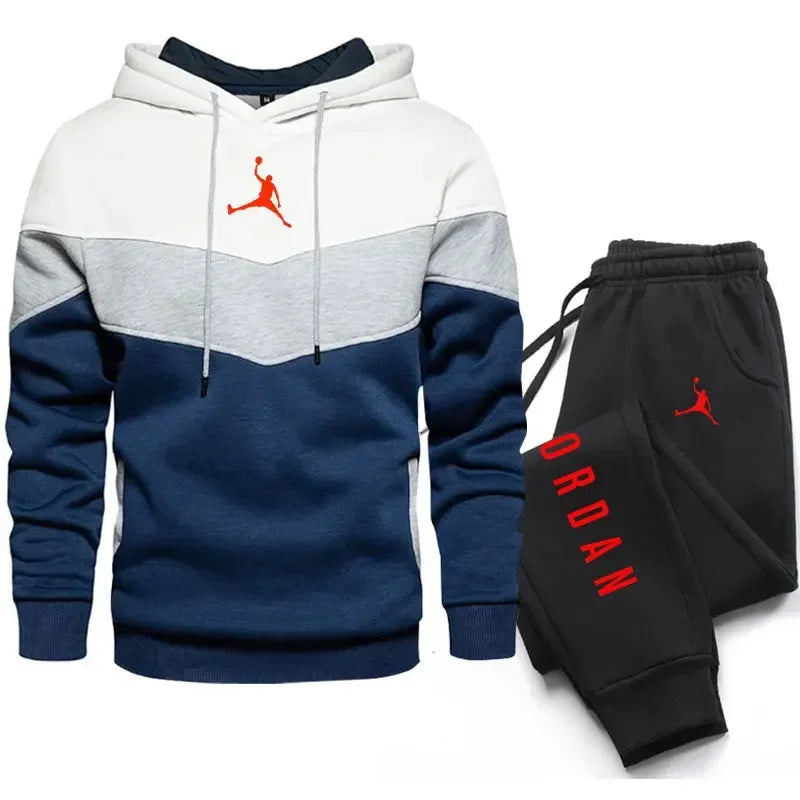Winter Men's Clothing Men Sets Printing Hoodie Set Fleece Sweatshirt