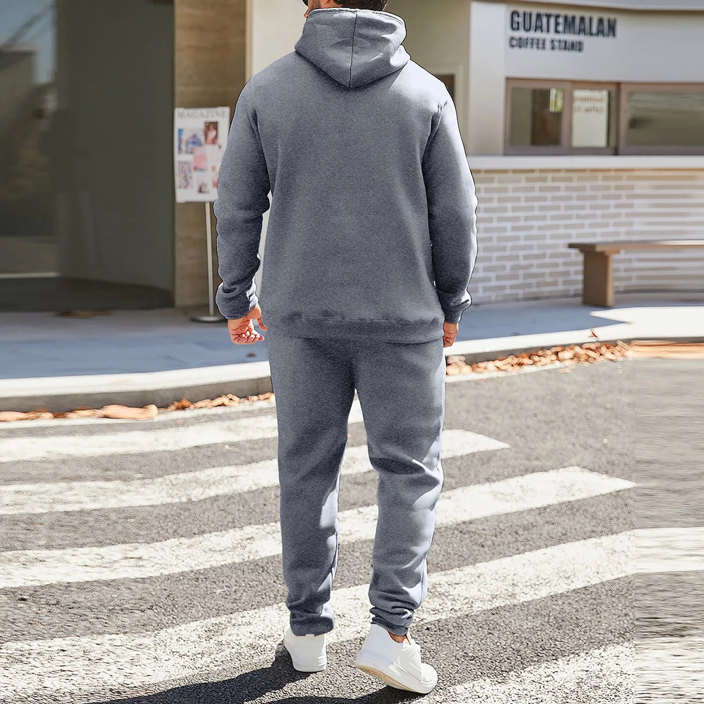 Spring Men's Tracksuit Fashion Leisure Solid Color Two Piece Sweatshirt&Sweatpants